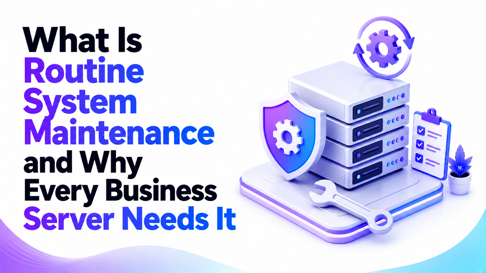 Routine system maintenance for business servers including updates, monitoring, backup verification, and security checks